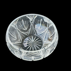  Vintage Bohemian Jihlava cut crystal bowl from the Winter collection, wheat sheaf motif, 1980s Czech glass, 8½" wide centerpiece in very good condition, eco‑conscious sustainable tableware for holiday hosting or gifting.