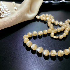 Vintage Buttercream Moonglow Lucite Necklace