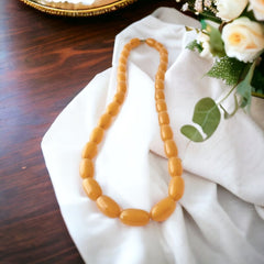 Vintage French Art Deco Light Butterscotch Bakelite Long Necklace