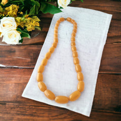 Vintage French Art Deco Light Butterscotch Bakelite Long Necklace