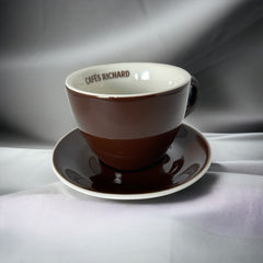 French Cafés Richard Classic Cappuccino Cup & Saucer Set - Dark Brown