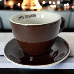 French Cafés Richard Classic Cappuccino Cup & Saucer Set - Dark Brown