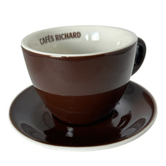 French Cafés Richard Classic Cappuccino Cup & Saucer Set - Dark Brown