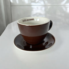 French Cafés Richard Classic Cappuccino Cup & Saucer Set - Dark Brown