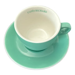 French Cafés Richard Classic Double Espresso Coffee Cup &amp; Saucer Set - Light Green