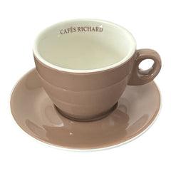 French Cafés Richard Classic Double Espresso Coffee Cup &amp; Saucer Set - Light Brown