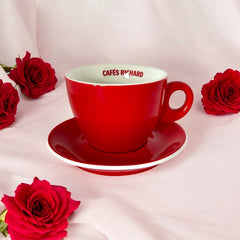 French Cafés Richard Classic Cappuccino Cup & Saucer Set - Red