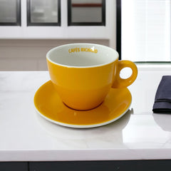 French Cafés Richard Classic Cappuccino Cup & Saucer Set - Yellow