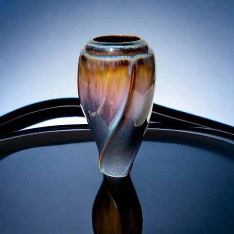 Vintage Bill Campbell Studios Multicolor Drip Glaze Swirl Vase 1990s | Fine Arts Collectible Ceramic Vase | Decorative Flower Holder