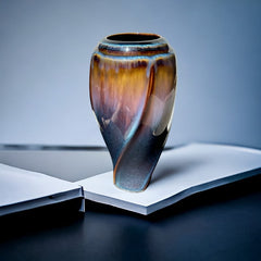 Vintage Bill Campbell Studios Multicolor Drip Glaze Swirl Vase 1990s | Fine Arts Collectible Ceramic Vase | Decorative Flower Holder
