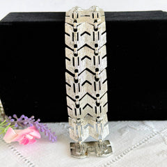 Vintage Cathe silver‑tone textured herringbone link bracelet