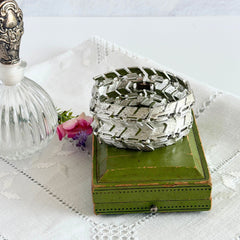 Vintage Cathe silver‑tone textured herringbone link bracelet