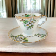 Vintage Celebrate Japan Hand-Painted China Dogwood Flower Tea Cup & Saucer Set