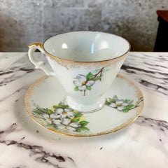 Vintage Celebrate Japan Hand-Painted China Dogwood Flower Tea Cup & Saucer Set