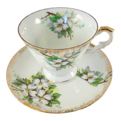 Vintage Celebrate Japan Hand-Painted China Dogwood Flower Tea Cup & Saucer Set