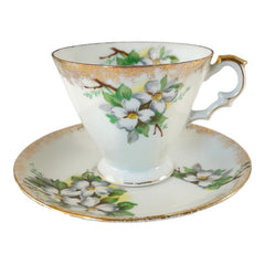 Vintage Celebrate Japan Hand-Painted China Dogwood Flower Tea Cup & Saucer Set