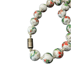 Vintage Hand-Painted Chinese Porcelain Beads Floral Necklace