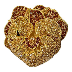 Vintage Ciner Pave Rhinestones & Gold Tone Pansy Flower Brooch | Sparkly Glamorous Statement Floral Brooch | Jewelry Collector Unique Gift