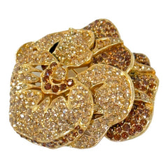 Vintage Ciner Pave Rhinestones & Gold Tone Pansy Flower Brooch | Sparkly Glamorous Statement Floral Brooch | Jewelry Collector Unique Gift