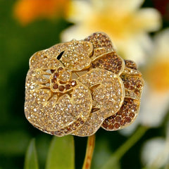 Vintage Ciner Pave Rhinestones & Gold Tone Pansy Flower Brooch | Sparkly Glamorous Statement Floral Brooch | Jewelry Collector Unique Gift