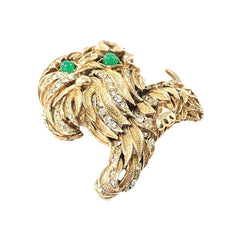 Vintage Ciner Rhinestones & Gold Tone Puppy Dog Brooch | Sparkly Rhinestones Textured Gold Tone Dog Pin | Dog Lover Unique Gift