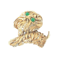 Vintage Ciner Rhinestones & Gold Tone Puppy Dog Brooch | Sparkly Rhinestones Textured Gold Tone Dog Pin | Dog Lover Unique Gift