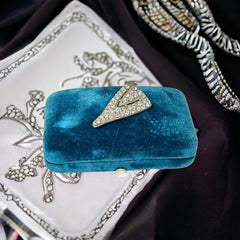 Vintage Art Deco Pave Rhinestones Triangle Small Dress Clip