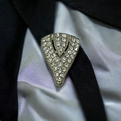 Vintage Art Deco Pave Rhinestones Triangle Small Dress Clip