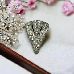 Vintage Art Deco Pave Rhinestones Triangle Small Dress Clip