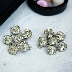 Vintage Sparkly Clear Rhinestones Floral Scatter Brooches