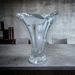 Vintage Signed Cofrac French Mid-Century Modern Sculptural Translucent Art Glass Vase