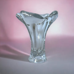 Vintage Signed Cofrac French Mid-Century Modern Sculptural Translucent Art Glass Vase