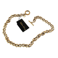 Vintage Cookie Lee gold‑tone cable chain necklace with textured links and toggle clasp, shown in close‑up to display design and condition.