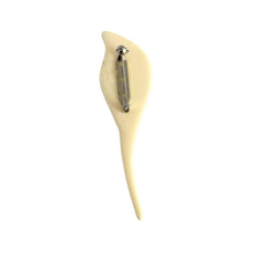 Cream molded celluloid calla lily statement brooch with textured spadix.