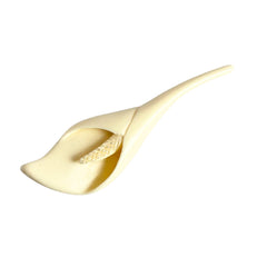 Cream molded celluloid calla lily statement brooch with textured spadix.