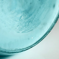 Vintage 1930s Czech blue and black tango glass vase with applied rim and hot‑glass windings.