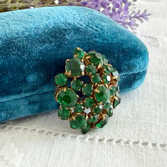 Vintage 1930s Czech Emerald Rhinestone Brooch — Signed Czechoslovakia