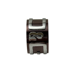 Dolce & Gabbana men's stainless steel ring with brown finish and raised silver-tone logo; bold designer accessory in size 8.5 with wide band styling.