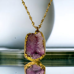 Vintage Light Amethyst Druzy Pendant Necklace