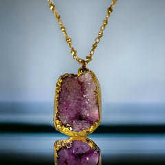 Vintage Light Amethyst Druzy Pendant Necklace