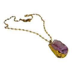 Vintage Light Amethyst Druzy Pendant Necklace