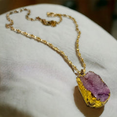 Vintage Light Amethyst Druzy Pendant Necklace