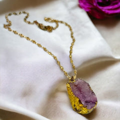 Vintage Light Amethyst Druzy Pendant Necklace