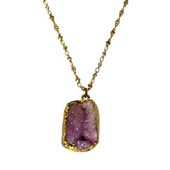 Vintage Light Amethyst Druzy Pendant Necklace