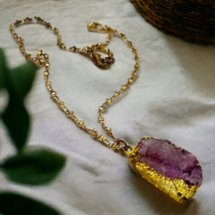 Vintage Light Amethyst Druzy Pendant Necklace