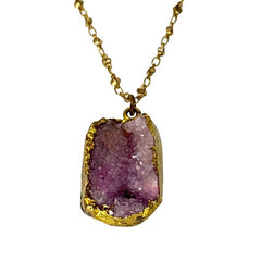 Vintage Light Amethyst Druzy Pendant Necklace