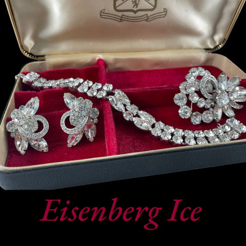 Vintage Eisenberg Ice Clear Austrian Crystals Jewelry Set