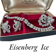 Vintage Eisenberg Ice Clear Austrian Crystals Jewelry Set