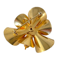 Vintage 1940's Emerald & Clear Rhinestones Gold Plated Floral Brooch/Pendant