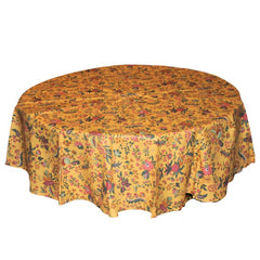 French Coated Cotton Tablecloth - Versailles Round Yellow